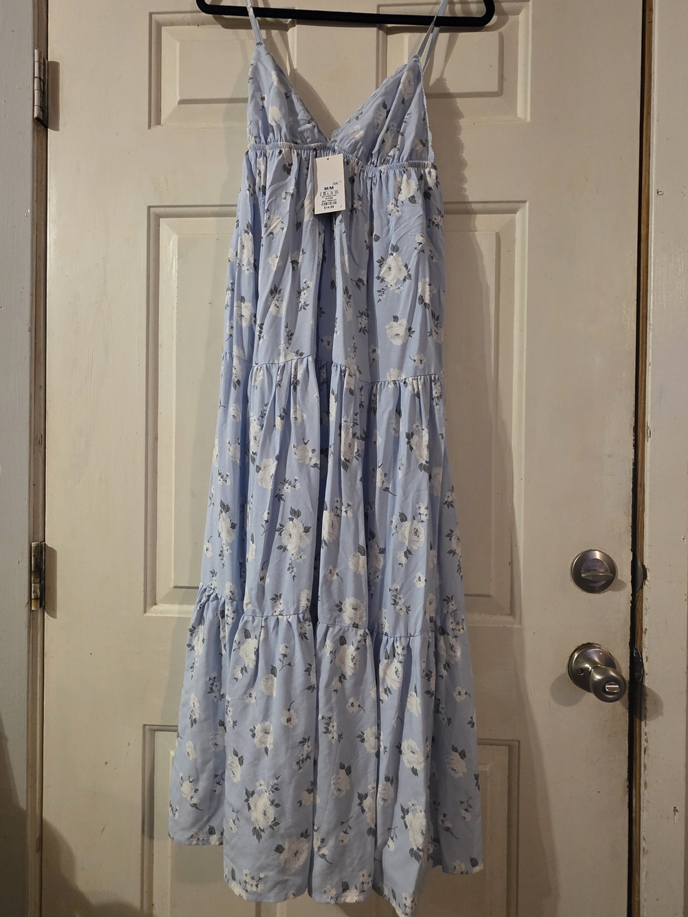 Streetwear Society Light Blue Floral Tiered Sundress Sz M